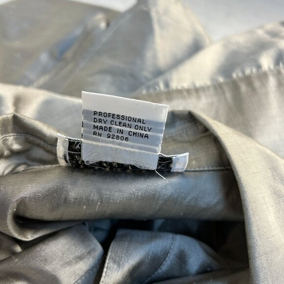 Saks Fifth Avenue Folio Collection Womens 100% Silk Shirt 2X Gray Long Sleeve - Picture 4 of 7